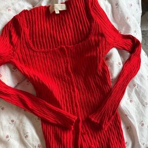 Sezane Ambroise Cardigan Red - Size XS